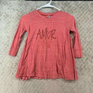 Urban Smalls Tunic Top Girls 6 Red Amor Italian 3/4 Sleeve